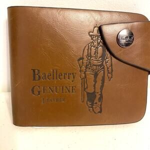 Baellerry Men GenuineLeather Brown Bill Wallet Bifold IDCard Holder Clutch Retro